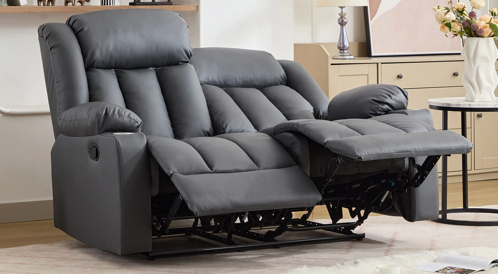 Brereton 2 Seat Recliner Sofa with Cup Holders - Image 4
