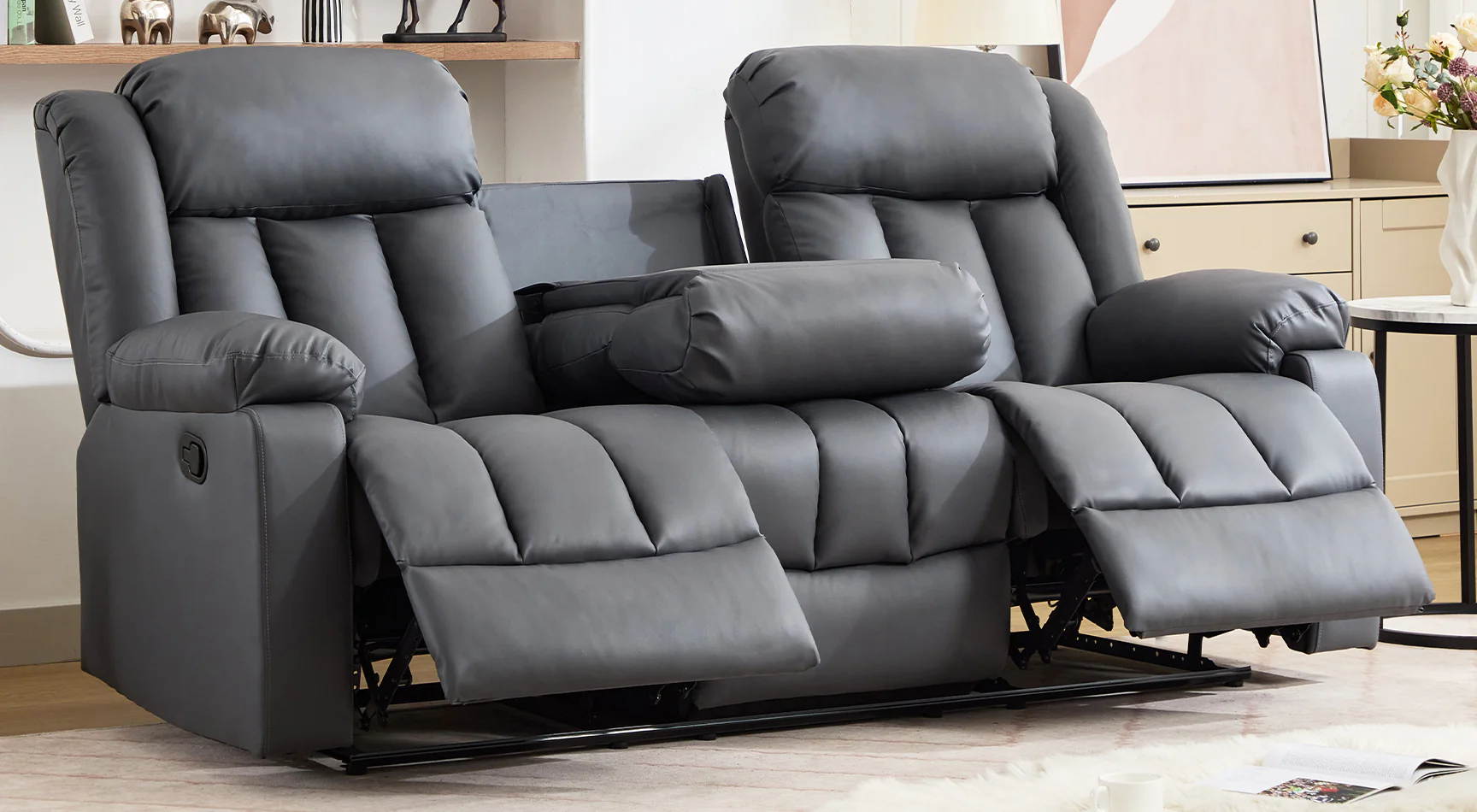Brereton 3 Seat Recliner Sofa with Centre Console - Image 4