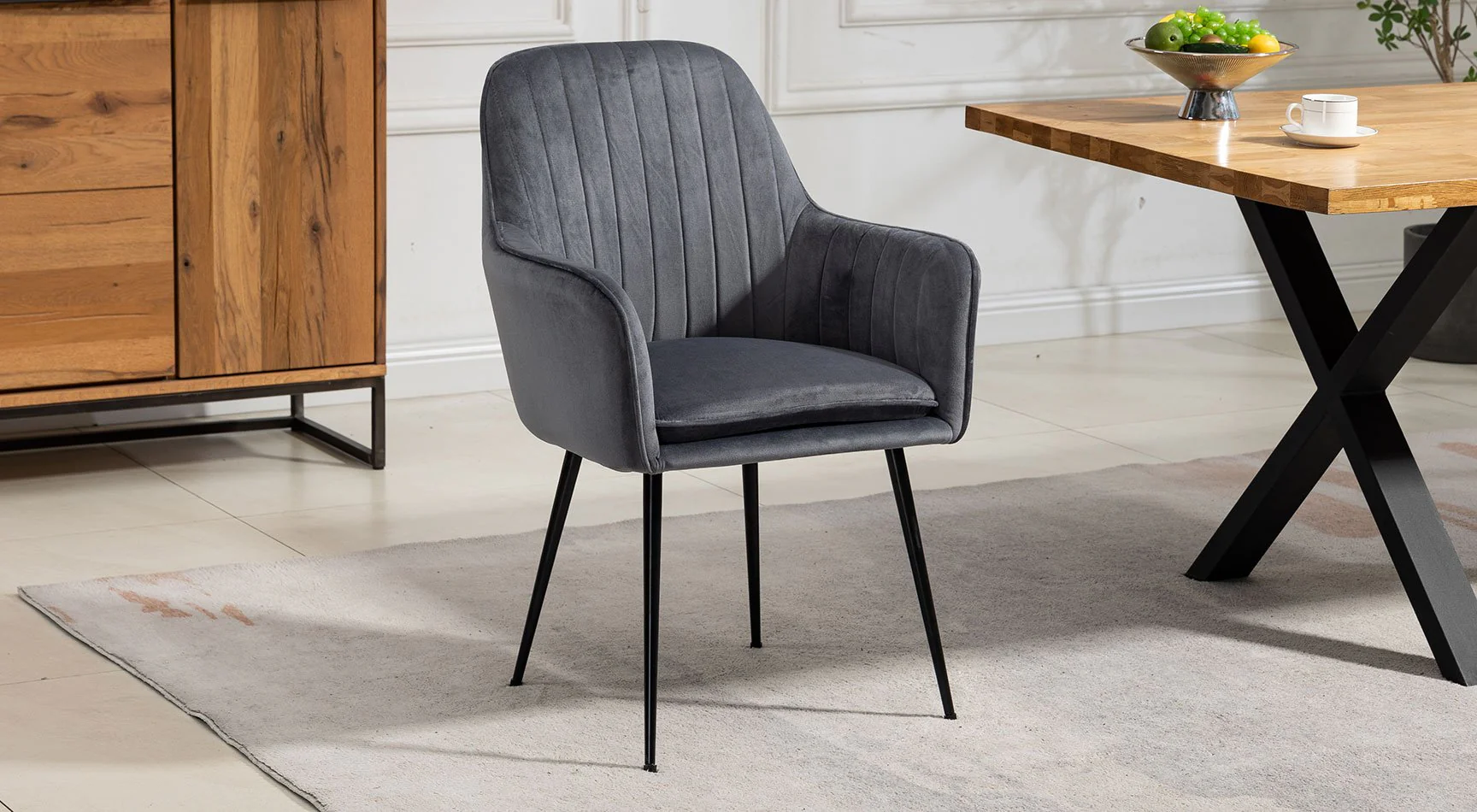 Carrara Velvet Pair Of Dining Chairs - Image 3