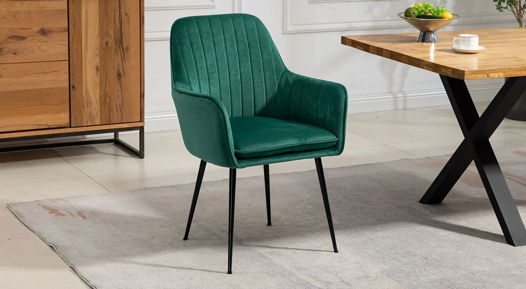 Carrara Velvet Pair Of Dining Chairs - Image 4