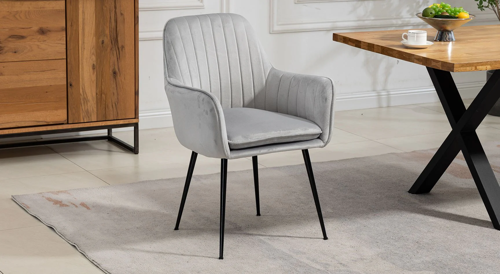 Carrara Velvet Pair Of Dining Chairs - Image 5