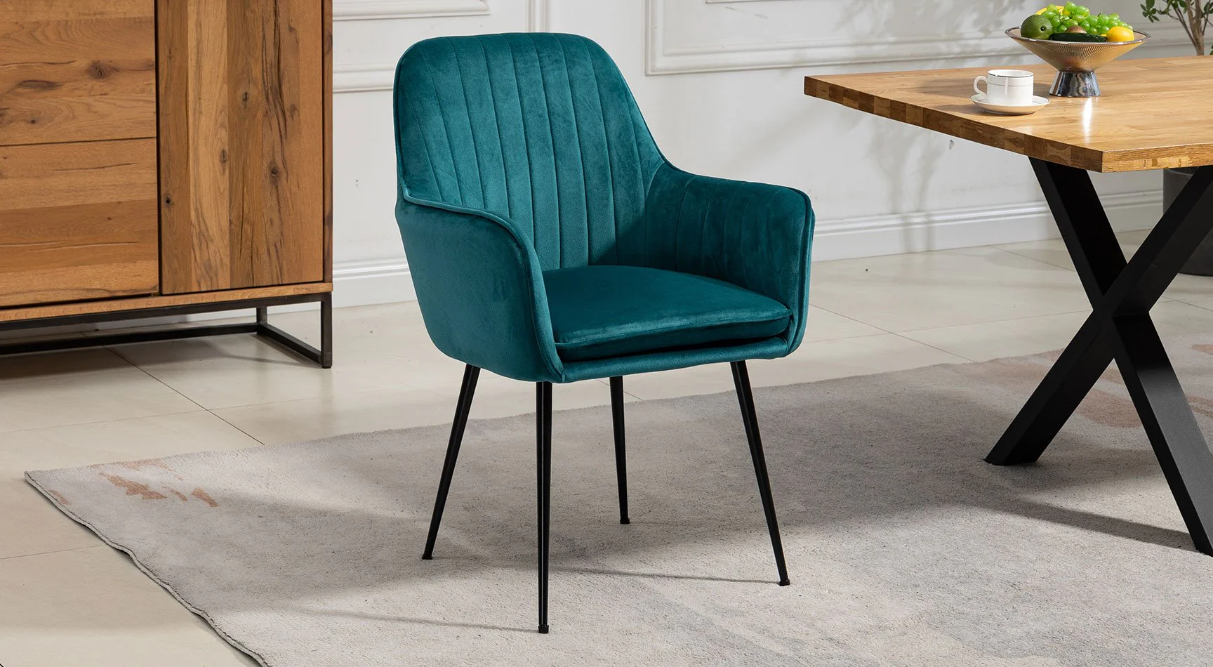 Carrara Velvet Pair Of Dining Chairs - Image 6