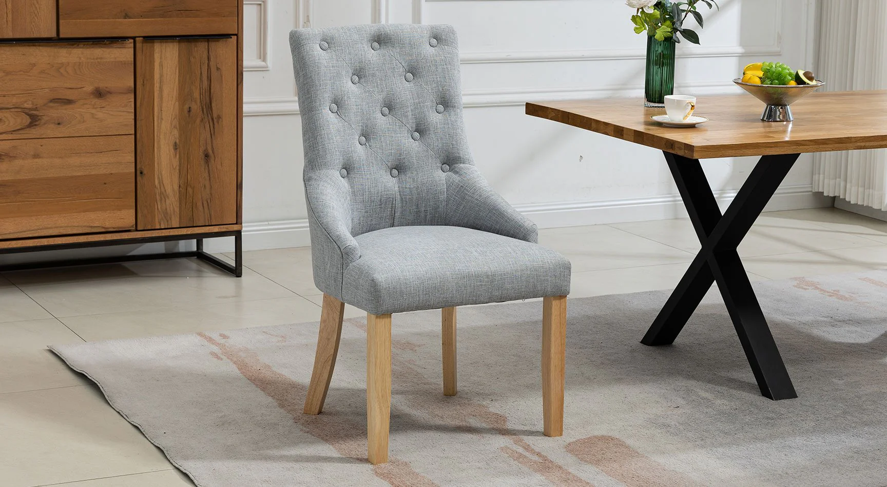 Ravenna Fabric Pair Of Dining Chairs - Image 3