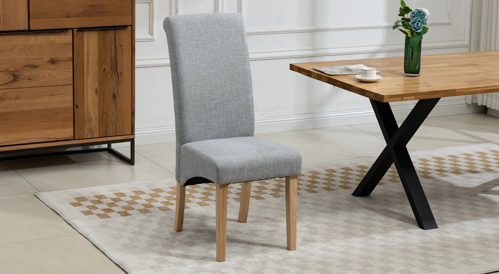 Rimini Fabric Pair Of Dining Chairs - Image 3